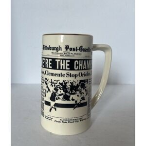 Pittsburgh Post Pirates 1971 World Series Champs Ceramic Gold Stein Mug Clemente